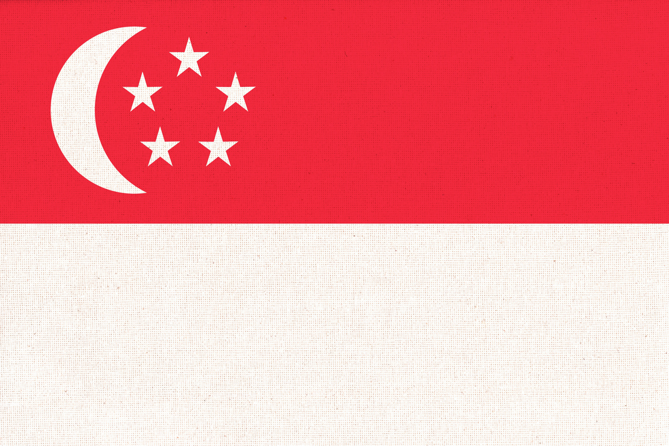 Flag of Singapore. Singaporean Flag on Fabric Surface. Fabric Texture